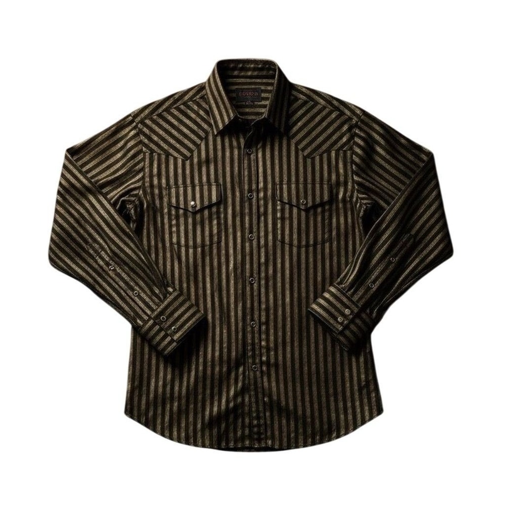 Wrangler Men's 2XL Gold Striped Western Pearl Snap‎ Shirt Long Sleeve - CJ